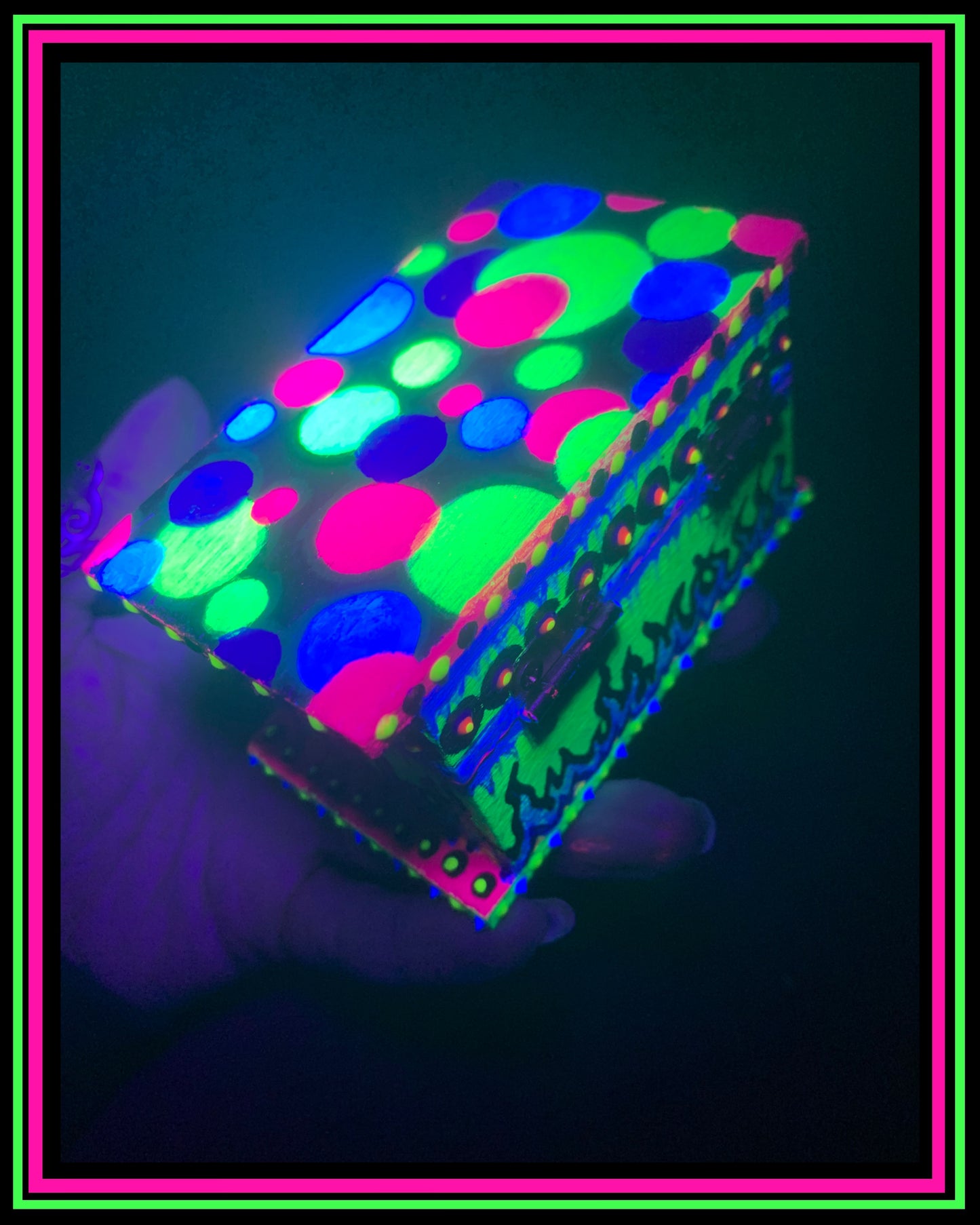 Blue (UV-Reactive) Hand Painted Magic Box