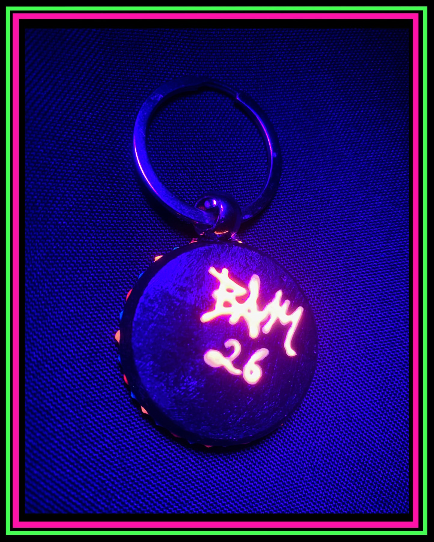 Hand Painted (UV-Reactive) Mandala Keychain