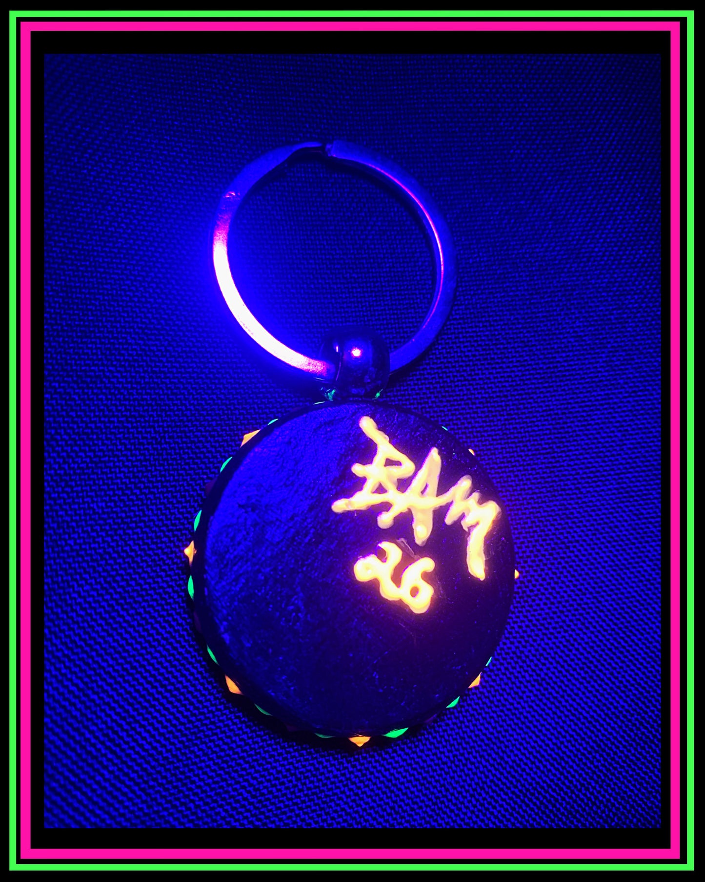 Hand Painted (UV-Reactive) Mandala Keychain