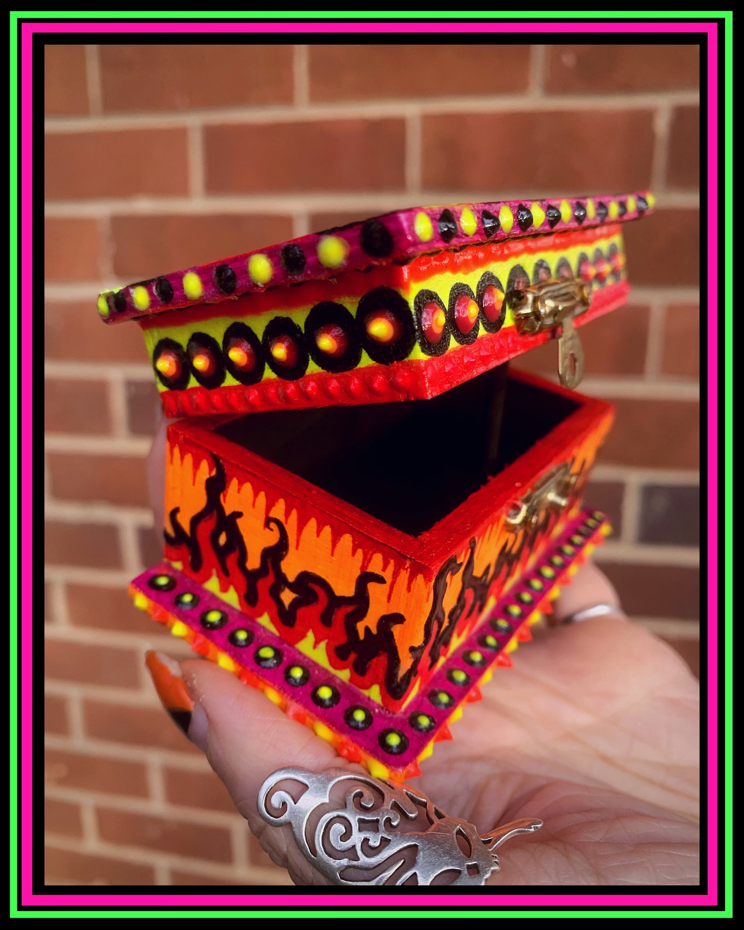 Orange (UV-Reactive) Hand Painted Magic Box