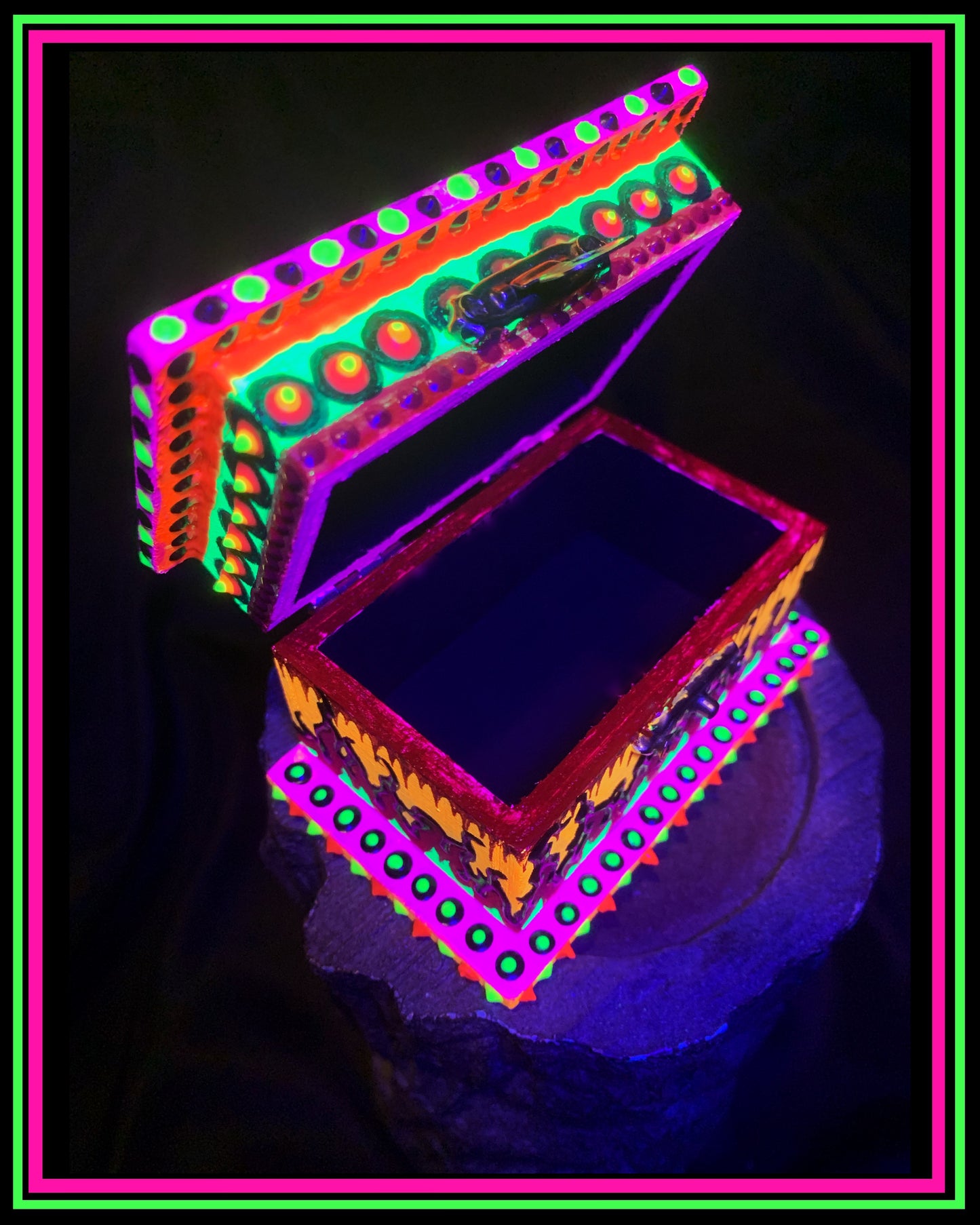 Orange (UV-Reactive) Hand Painted Magic Box