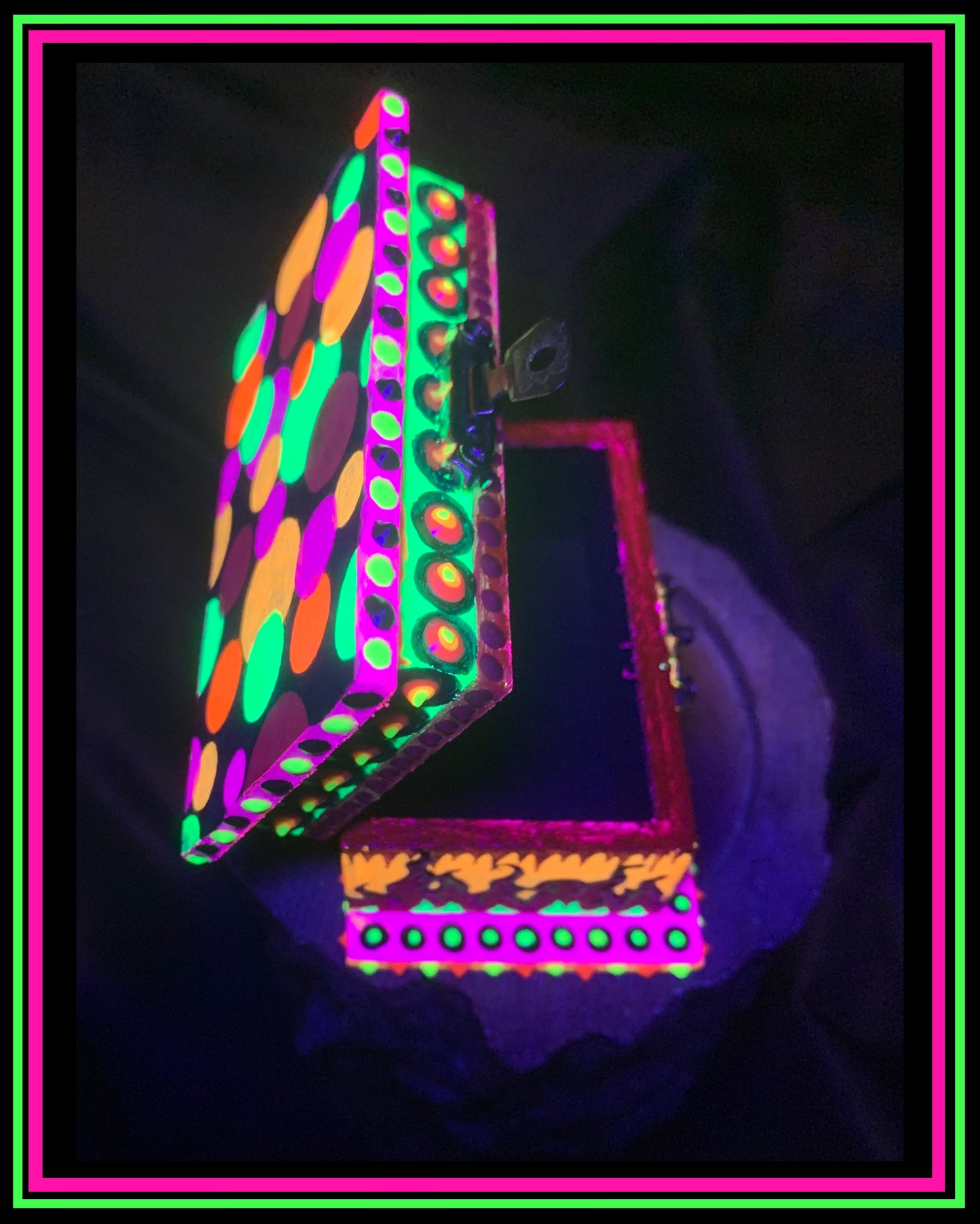 Orange (UV-Reactive) Hand Painted Magic Box