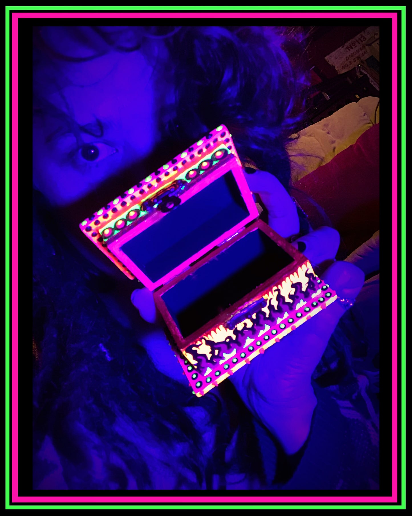 Orange (UV-Reactive) Hand Painted Magic Box