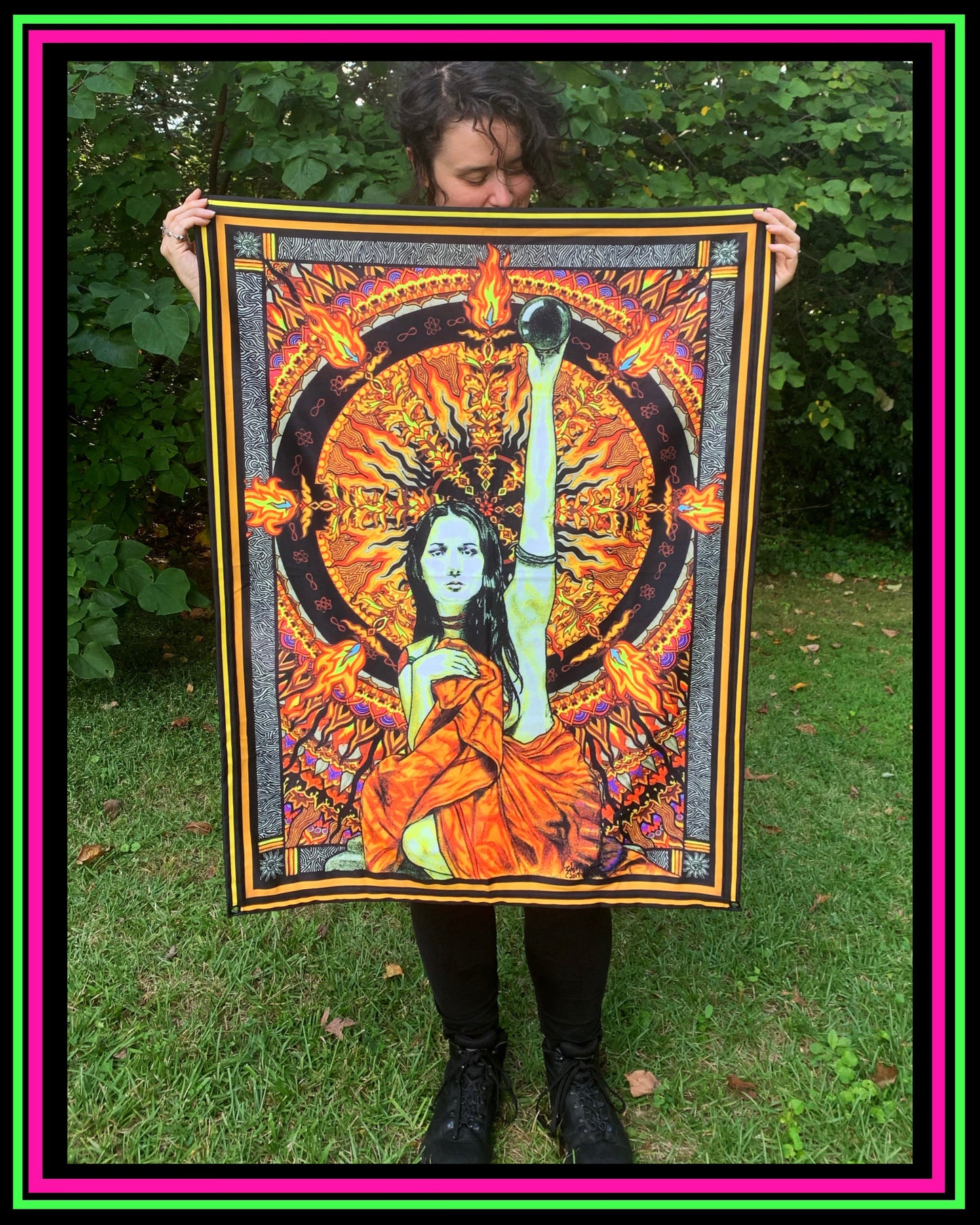 "Black Sun" UV-Reactive Tapestry