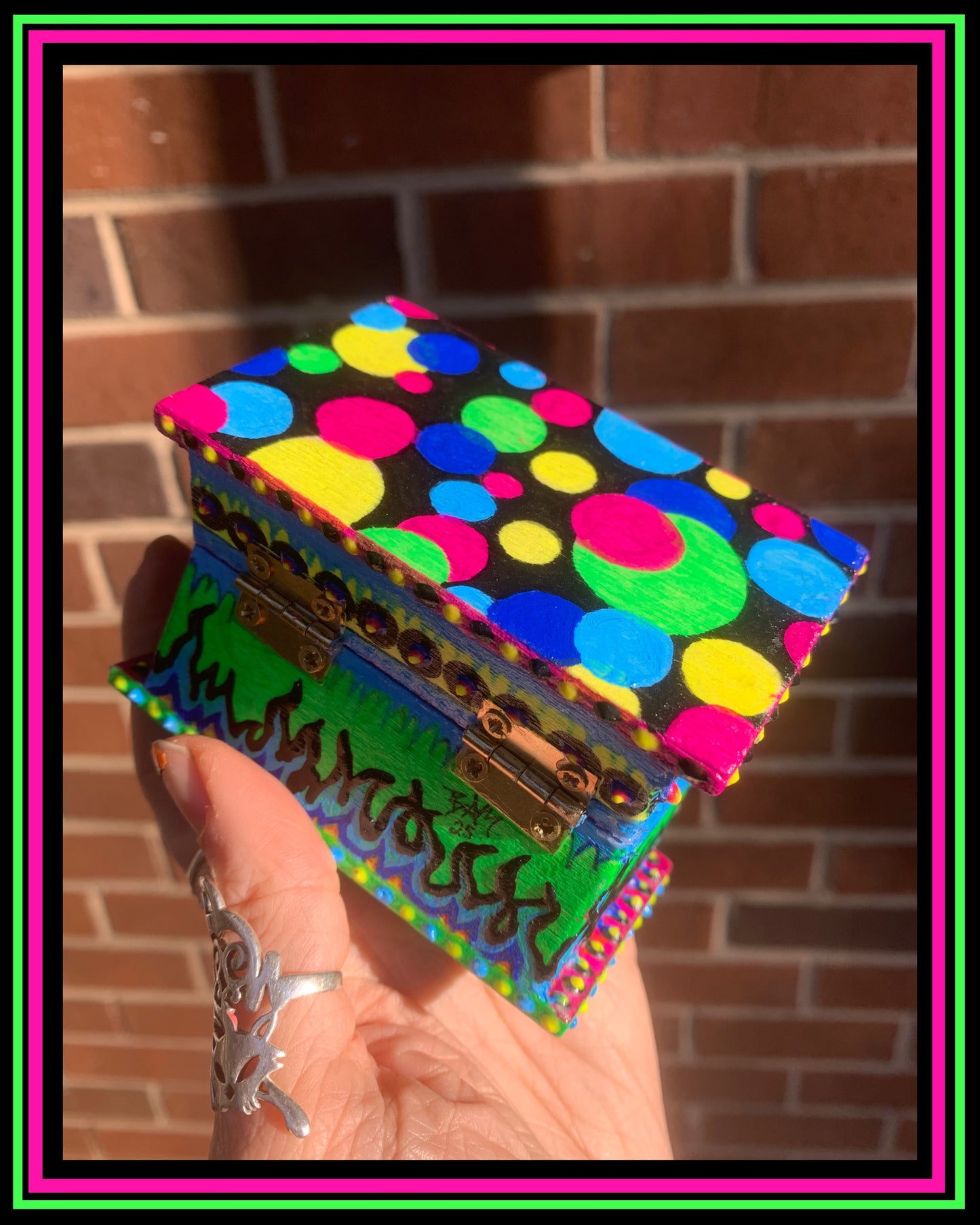 Blue (UV-Reactive) Hand Painted Magic Box