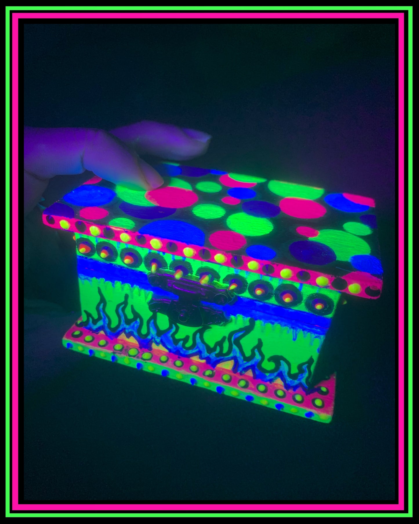 Blue (UV-Reactive) Hand Painted Magic Box