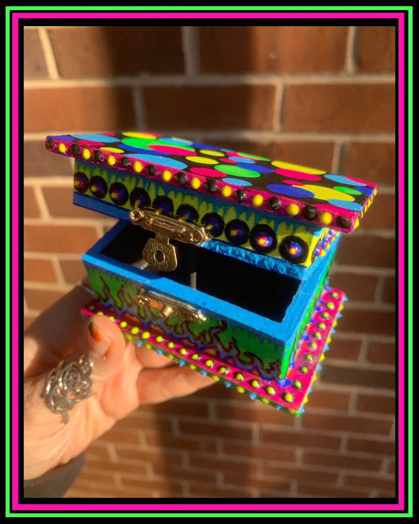 Blue (UV-Reactive) Hand Painted Magic Box