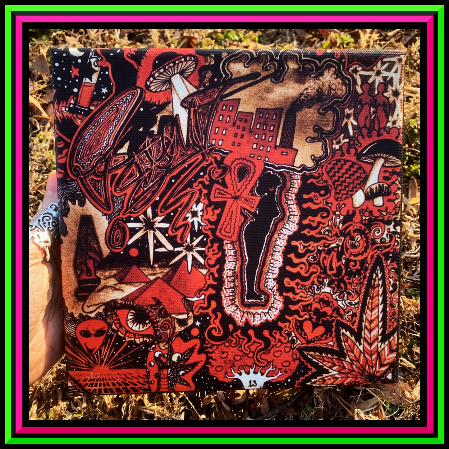 "Red Existence" Small Canvas Print