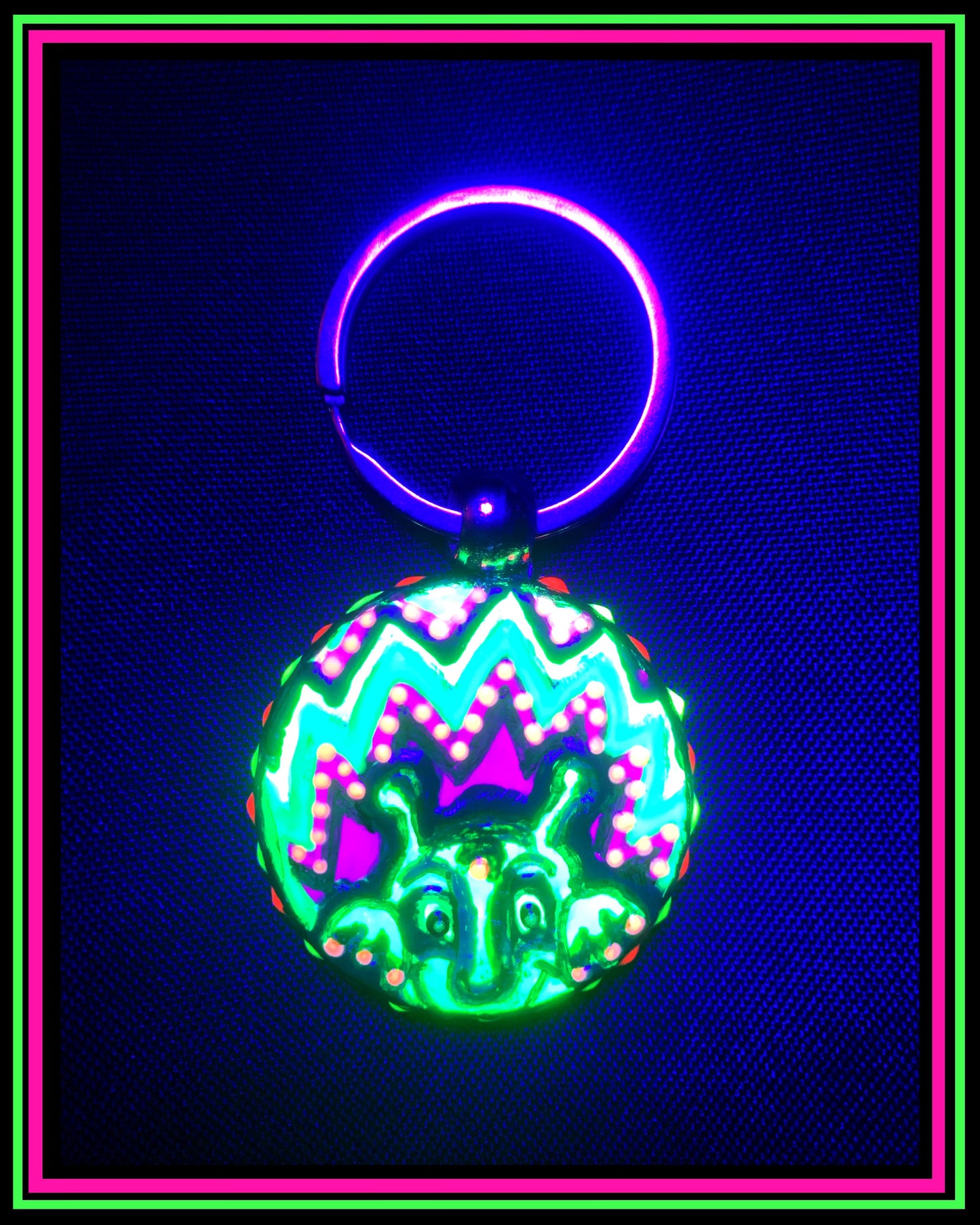 Hand Painted (UV-Reactive) Green Creature Keychain