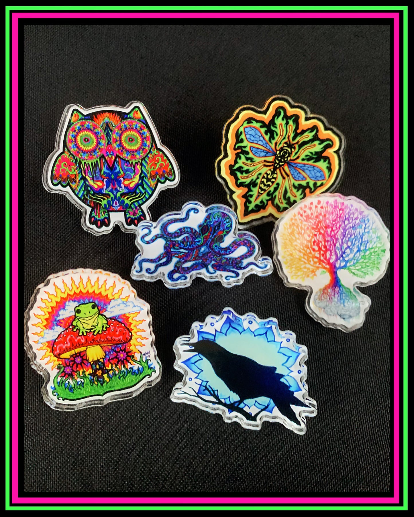6 Acrylic Pins for $30