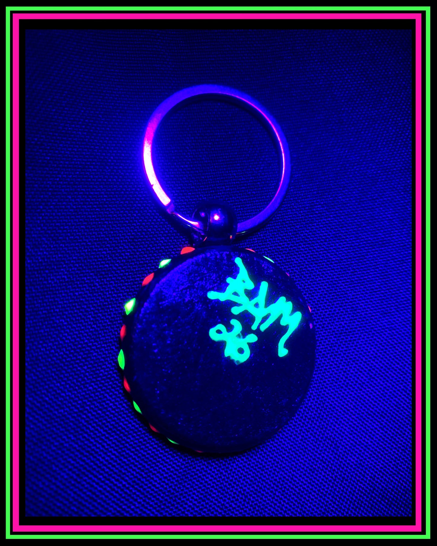 Hand Painted (UV-Reactive) Green Creature Keychain