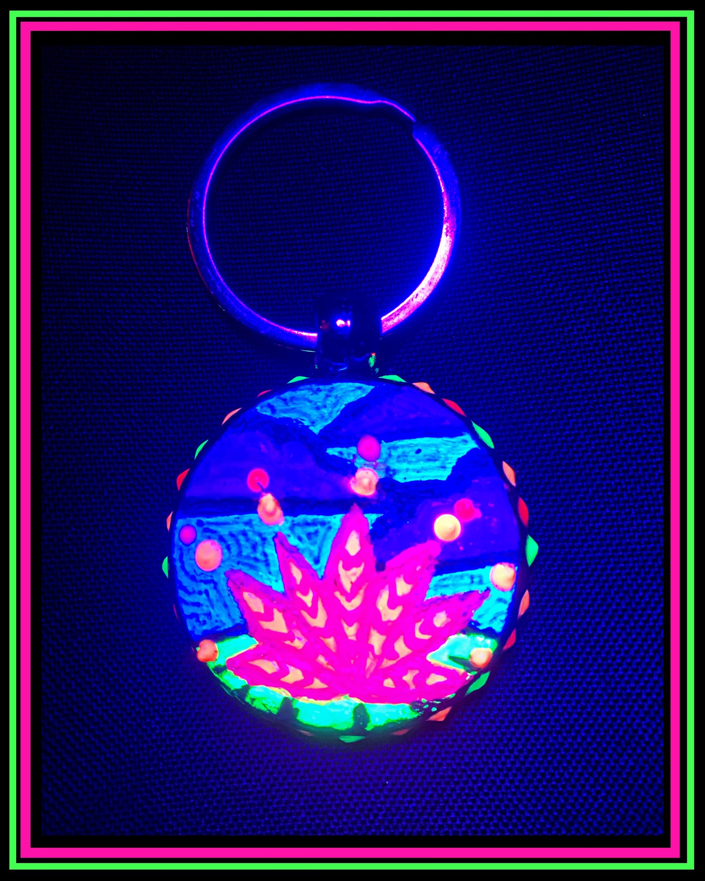Hand Painted (UV-Reactive) Lotus Keychain