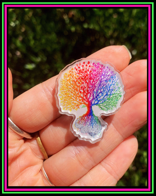 Rainbow Tree Acrylic Pin