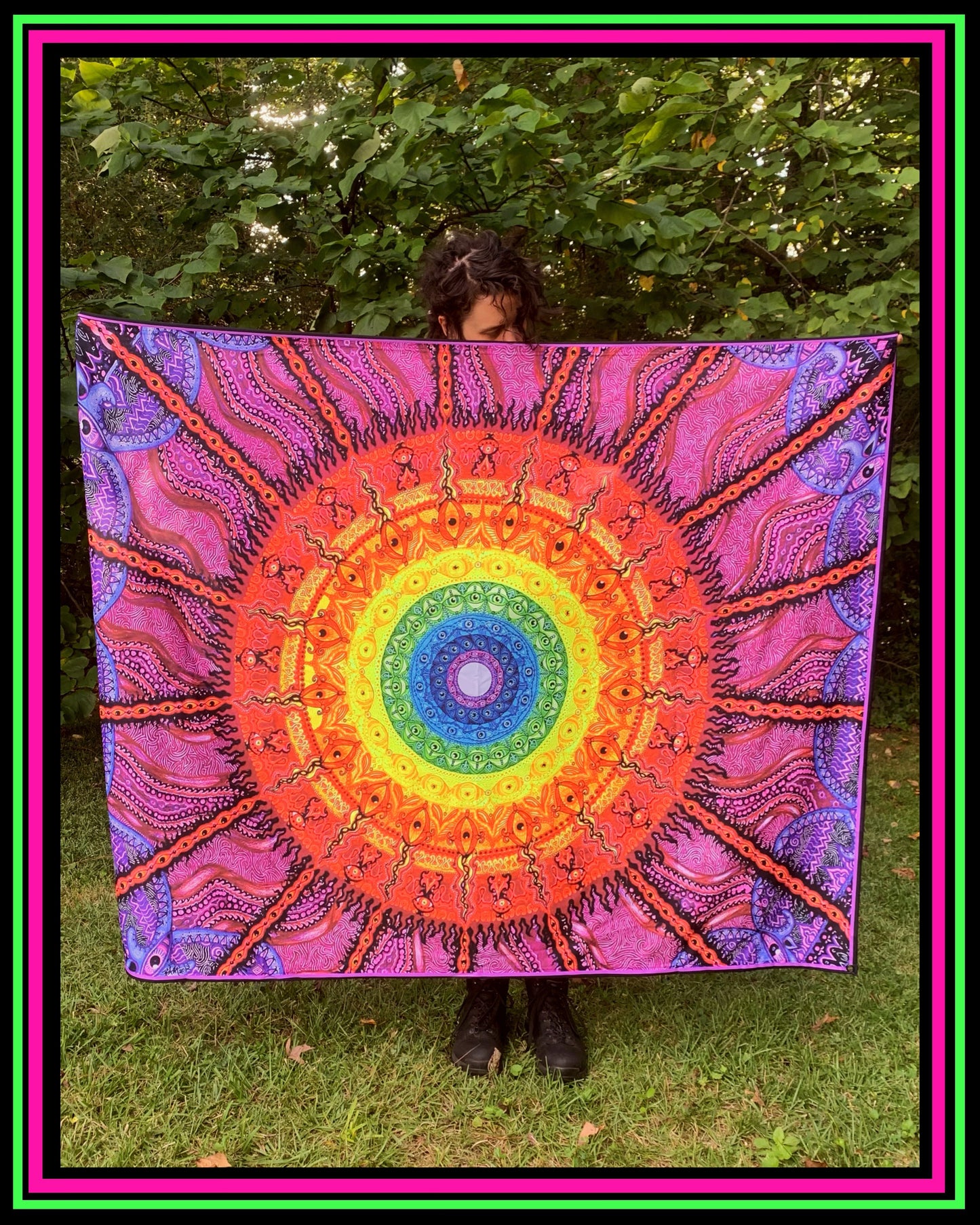 "Eye of the Chakra Storm" UV-Reactive Tapestry