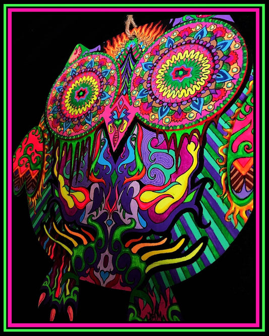 Hand Painted (UV-Reactive) Owl Ornament