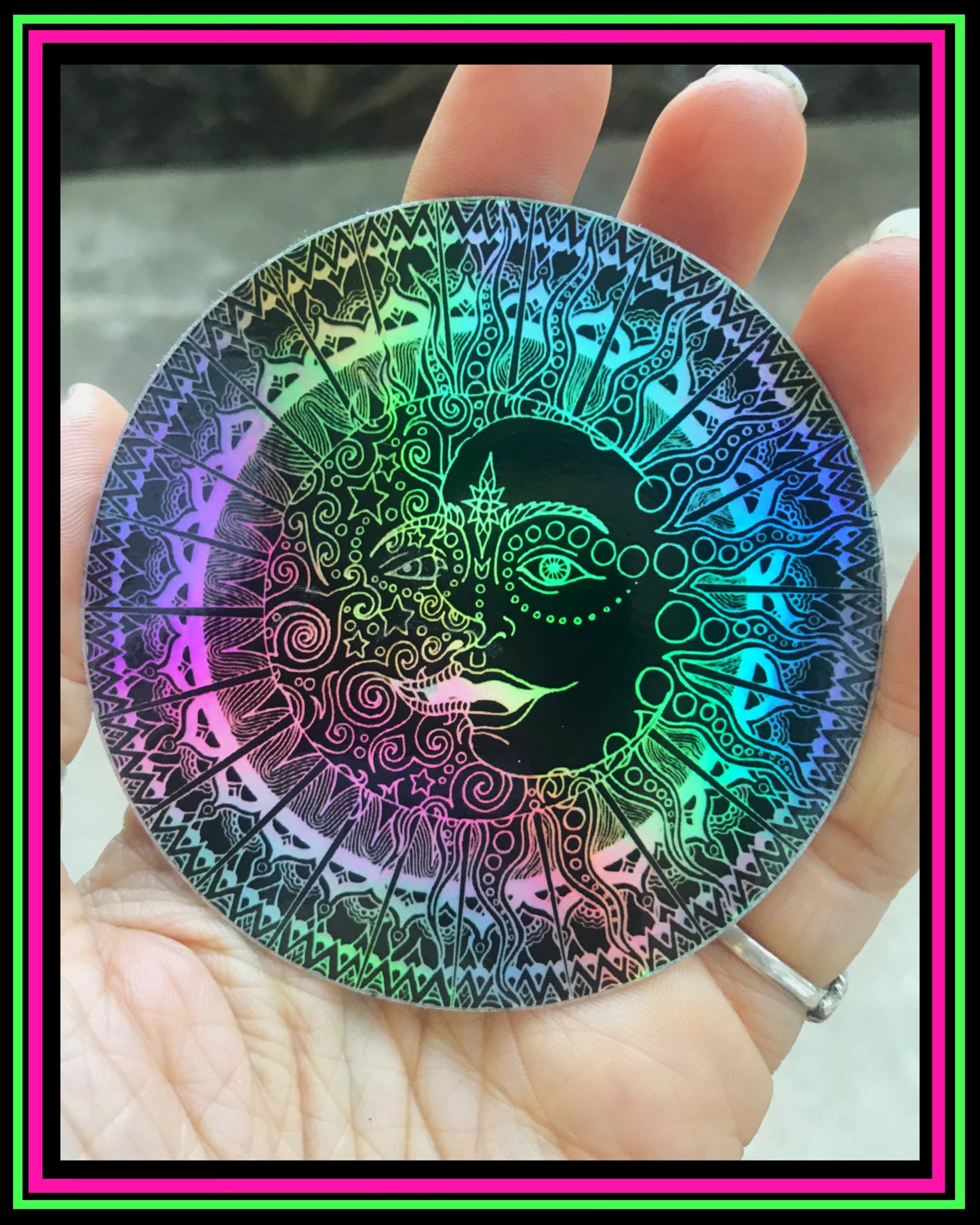 "Ra Luna Inverted" holographic vinyl sticker