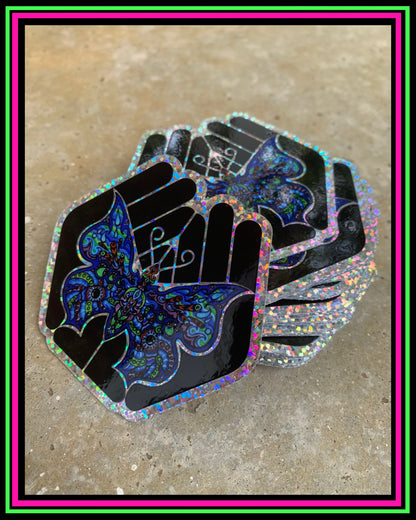 "Butterfly" glittered vinyl sticker